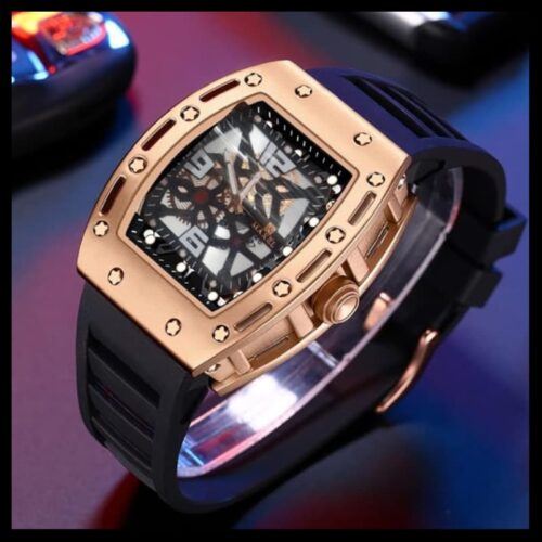 Unique Montre Homme Tonneau Montre-Bracelet Décontractée